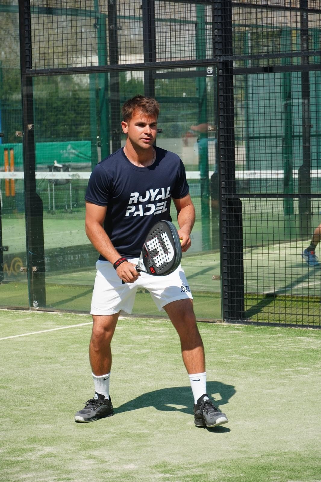 Max Martí García in a ready position on court at Club Esportiu Laietà